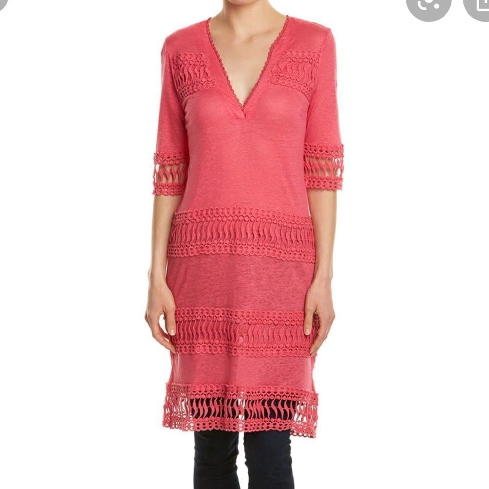 Cullen linen crochet lace trim dress size medium